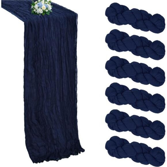 6 pack navy blue cheesecloth table runner 10ft gauze fabric wedding party decor - Picture 1 of 7